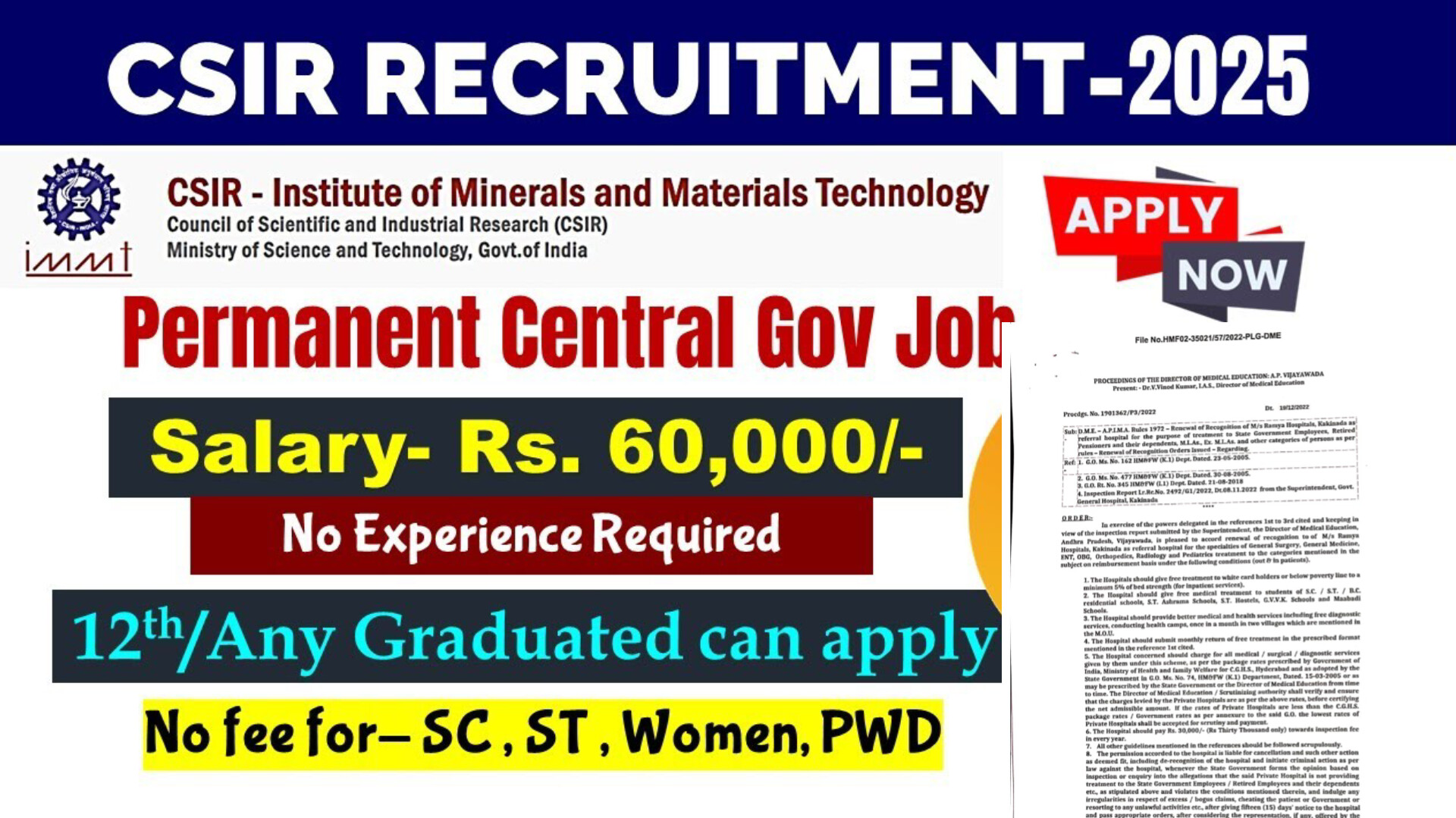 CSIR Central Govt Recruitment 2025
