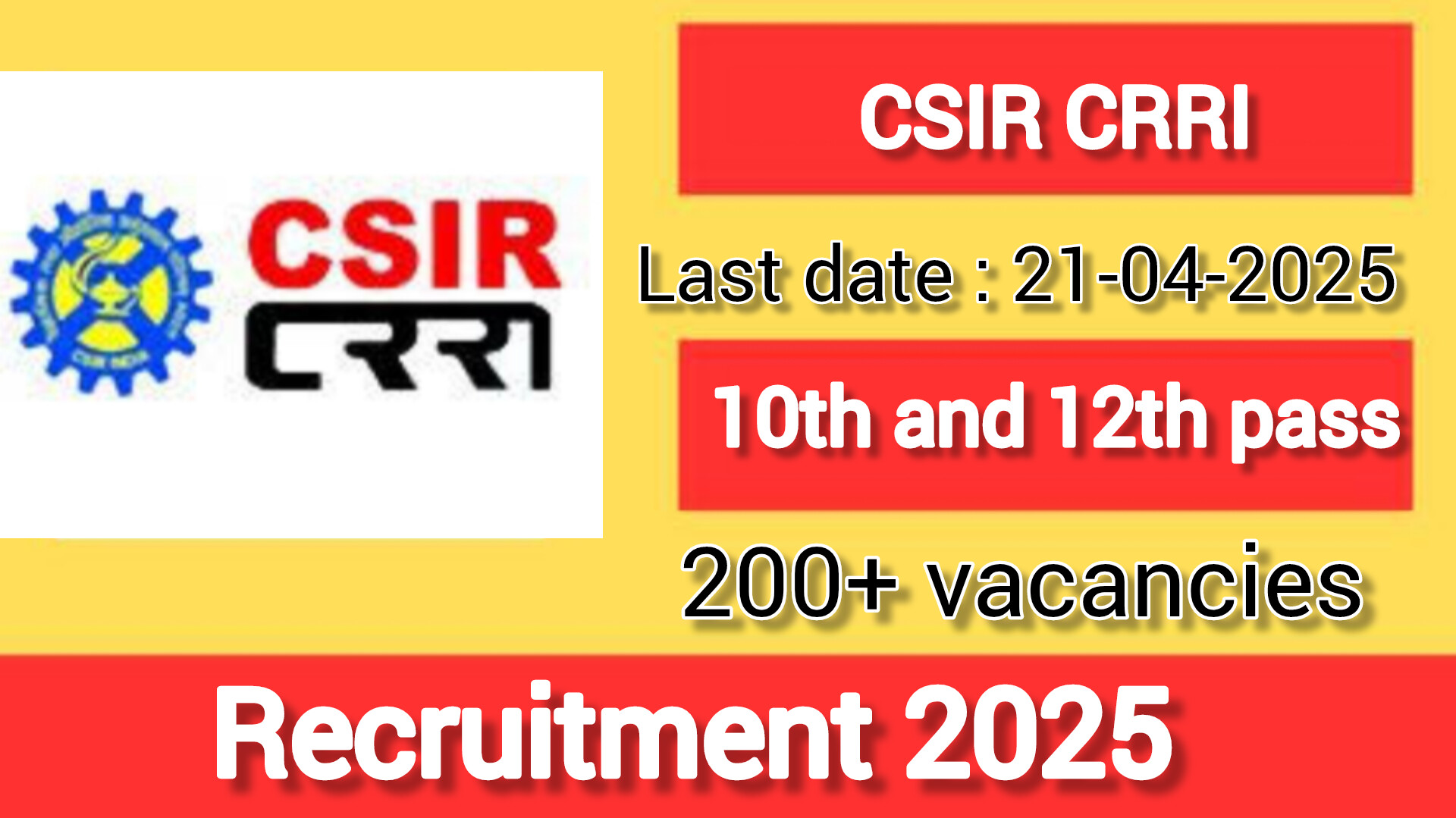 CSIR CRRI Recruitment 2025