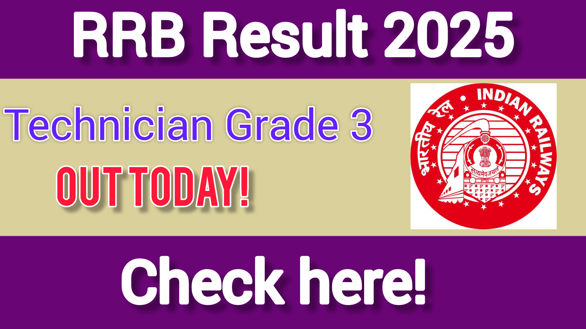 RRB Technician Grade 3 Score Card and Result 2025 - OUT