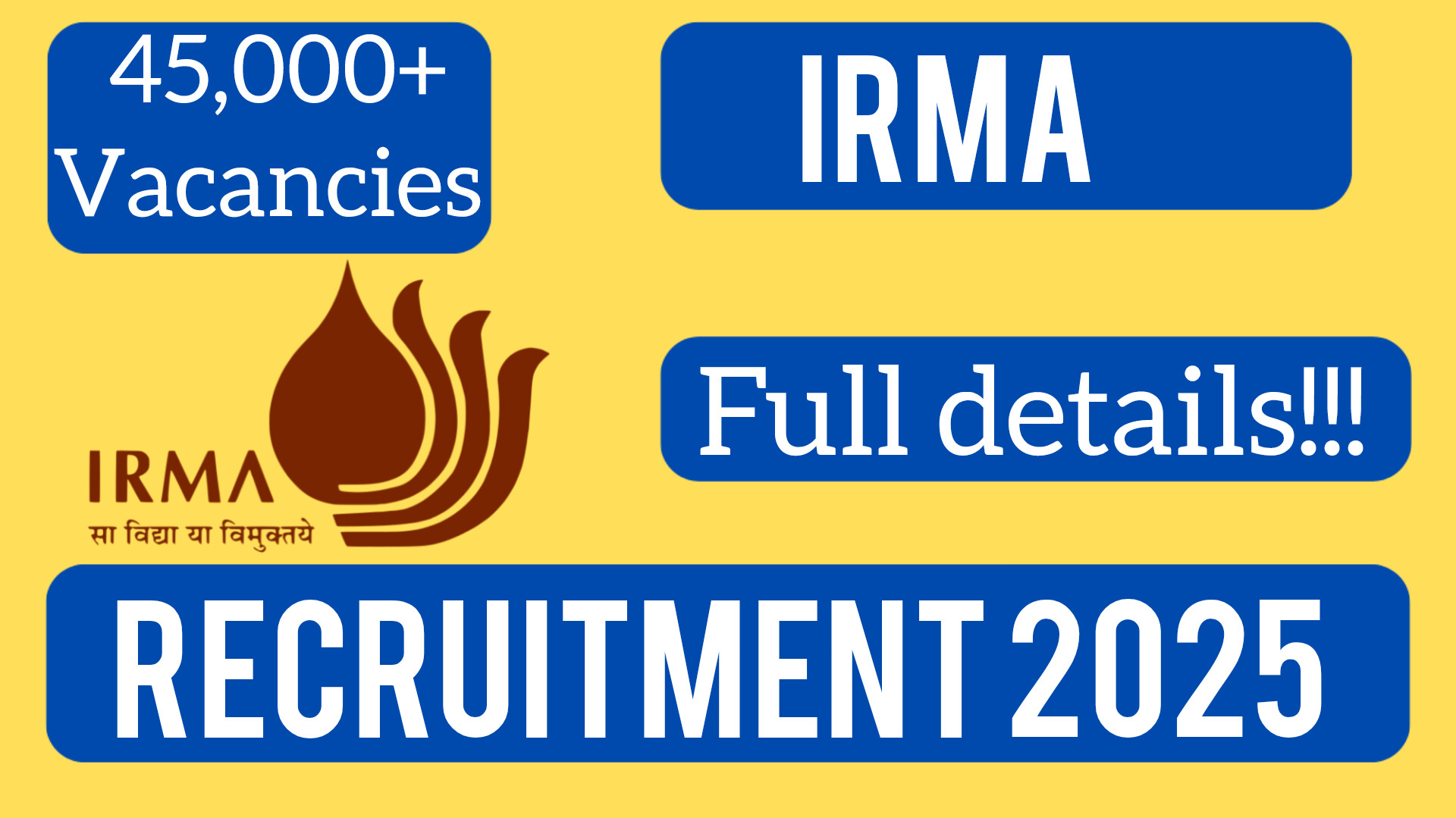 IRMA Recruitment 2025