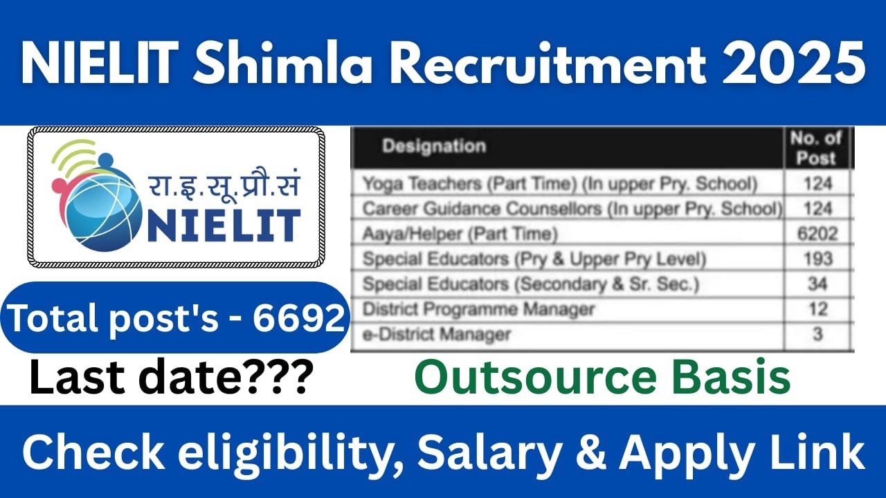 NIELIT Shimla Recruitment 2025